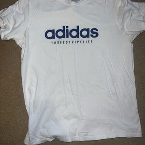 Adidas White Tee with Navy Accents